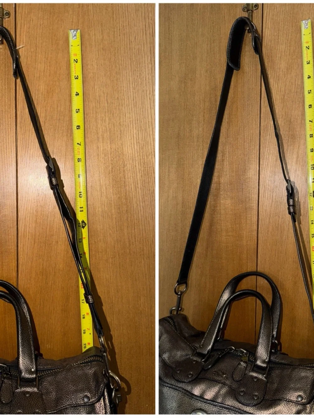 Coach Rhyder Satchel Metallic Two Tone Leather Brass Black - Style 33739 - Picture 4 of 16